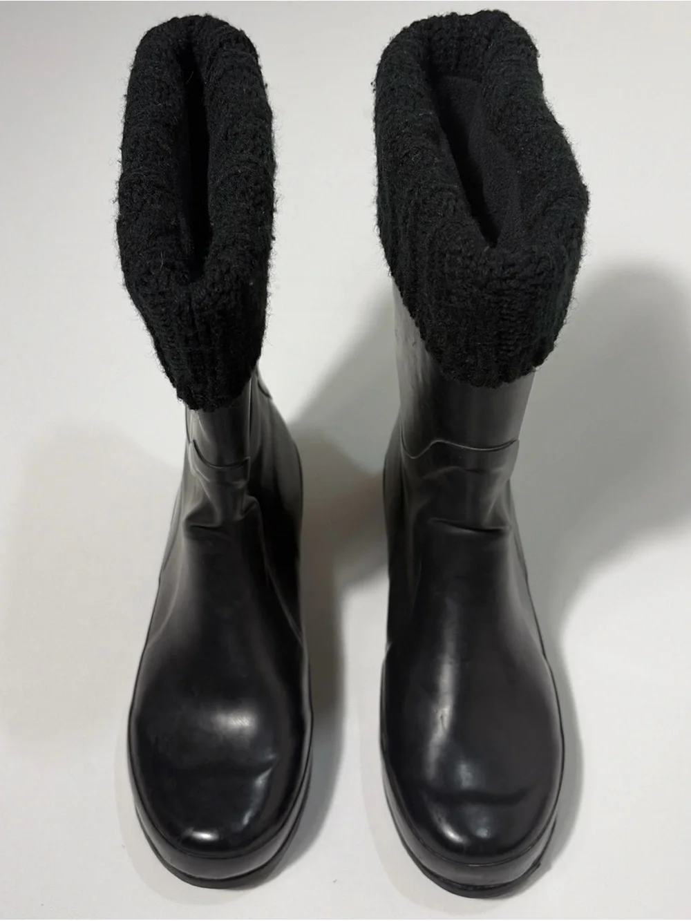 L.L. Bean Wellie Rain Boots Black Rubber Mid-Calf Women’s 8 Medium - Picture 3 of 8